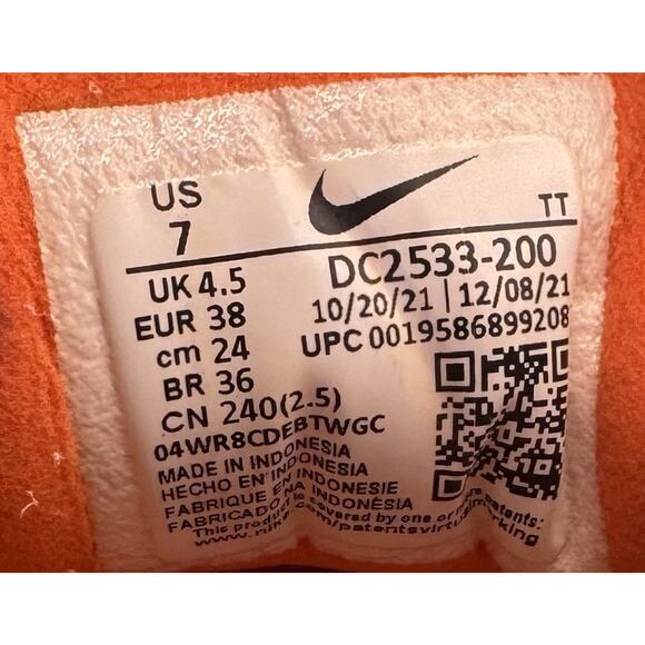 Nike Waffle One Women’s 7 DC2533-200 Pearl White Orange Mesh Suede Sneakers - Picture 7 of 9